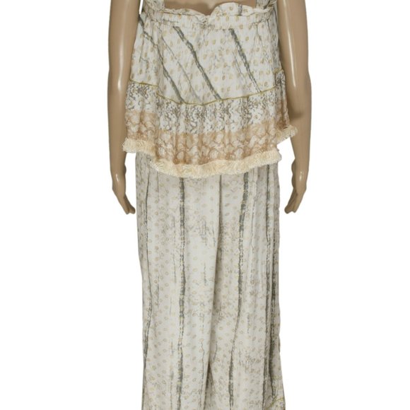 Anannasa Serp Jumpsuit With Sash Belt Printed Fringes NWT S - Picture 5 of 6